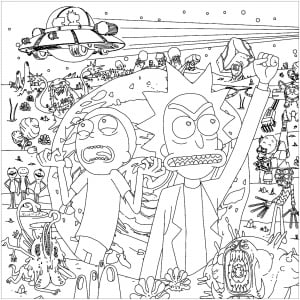 Coloriage rick et morty dans l espace