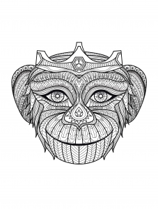 coloriage-adulte-tete-de-singe