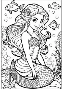 Superbe Sirène Et Poissons