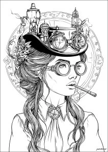 Femme avec des lunettes d'époque