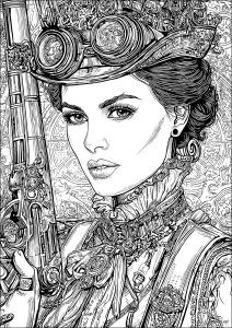 Charmante guerrière au look steampunk