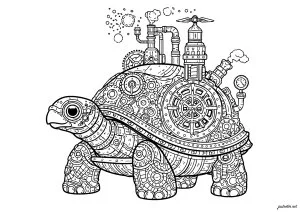 Tortue mécanique aux engrenages vaporistes