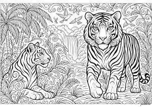 Tigres majestueux dans la jungle