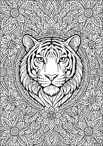 Tigre Méditatif au Cœur d'un amas fleuri