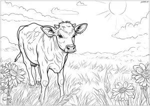 Vache dans un champs - 1
