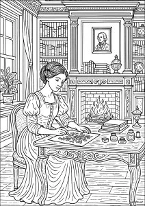 Moment paisible dans une bibliothèque classique