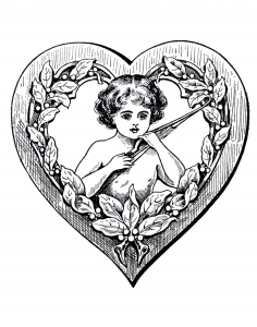 Vintage Petit Cupidon Dans Coeur