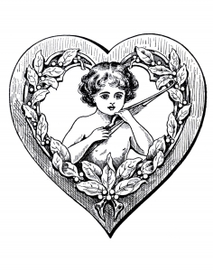 coloriage-vintage-petit-cupidon-dans-coeur