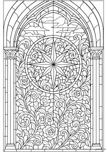 Rosace harmonieuse aux motifs floraux