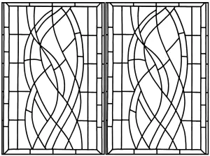 Panneaux de vitrail art déco à motifs ovales