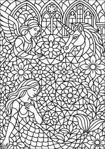 Vitrail Mythologique et Floral