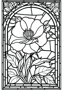 Coloriage vitrail fleur 00003