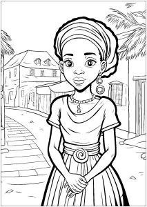 Mujer Joven En Un Pueblo De África