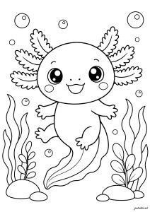 Amable Ajolote en el agua