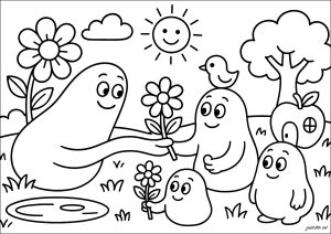 Los Barbapapás y la flor del jardín