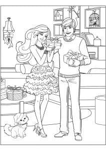 Barbie y Ken en Navidad Barbie Dibujos para colorear para ni os