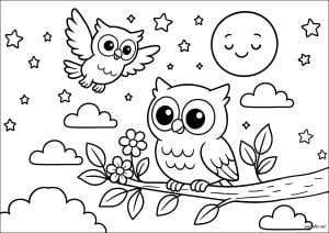 Dibujos para colorear gratis de búho para niños