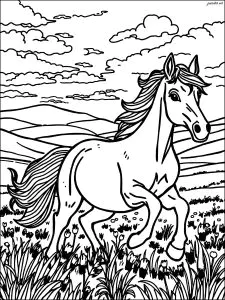 Caballo Al Galope En Un Prado