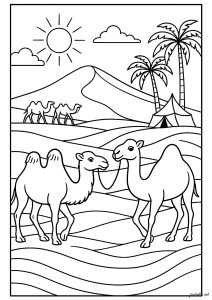 Dos camellos en el desierto