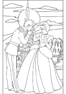 Cenicienta Y El Príncipe, Con El Castillo Al Fondo