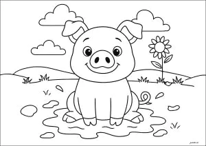 Cerdo En Un Charco De Barro