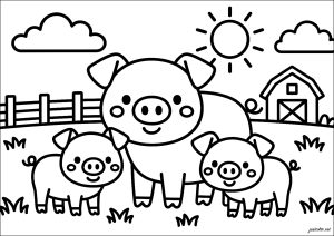 Familia de Cerdos en la granja