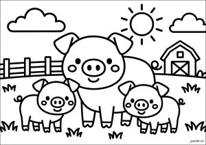 Familia de Cerdos en la granja