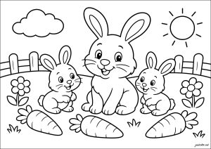 Feliz familia de Conejos adorables