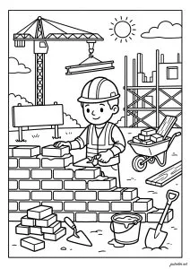 Albañil trabajando en la obra