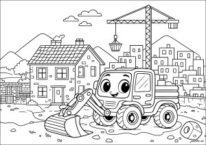Dibujos para colorear gratis de construction et travaux de chantiers para descargar