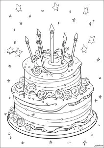 Enorme Tarta De Cumpleaños Con Fondo Estrellado