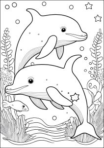 Dos Delfines En El Fondo Del Mar