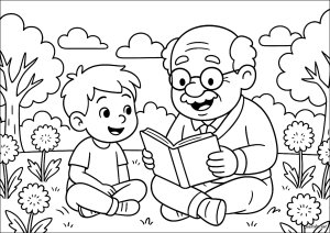 Lectura en el jardín con Abuelo
