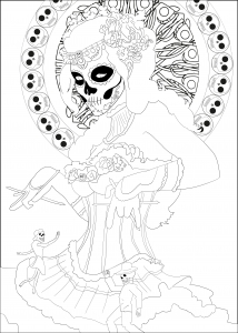 Dibujo Gratis De Días De Los Muertos Para Imprimir Y Colorear