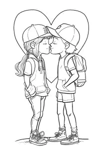 Dos Jóvenes Amantes Con Hermosas Gorras