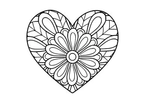 Corazón Con Bonita Flor En El Interior