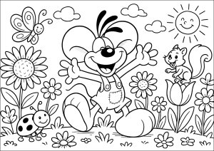 Diddl y sus amigos en el jardín