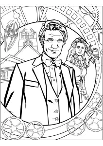Página Para Colorear Doctor Who Con Engranajes