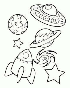 Dibujo del espacio (planetas, galaxia...) gratis para descargar y colorear