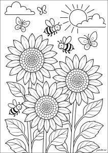 Girasoles y abejas