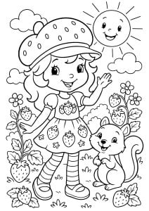 Dibujos para colorear gratis de tarta de fresa para niños