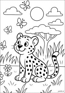 Dibujos para colorear gratis para niños de guepardos