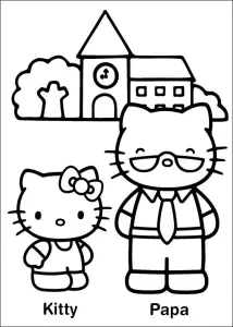 Hola Gatita Y Su Papi Para Colorear
