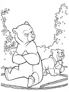 Páginas imprimibles para colorear del oso hermano para niños