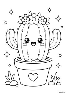 Cactus sonriente con flores alegres