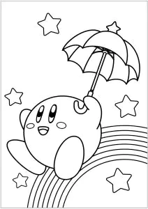 Kirby en un arco iris