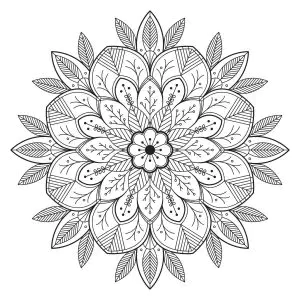 Mandala con hojas y flores
