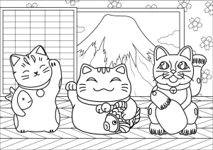 3 gatos maneki neko: versión simple