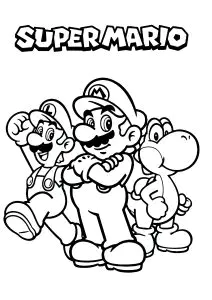 Mario, Luigi Y Yoshi Con El Logotipo De Super Mario