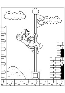 Divertidas páginas para colorear gratis para niños sobre el tema de Super Mario Bros.